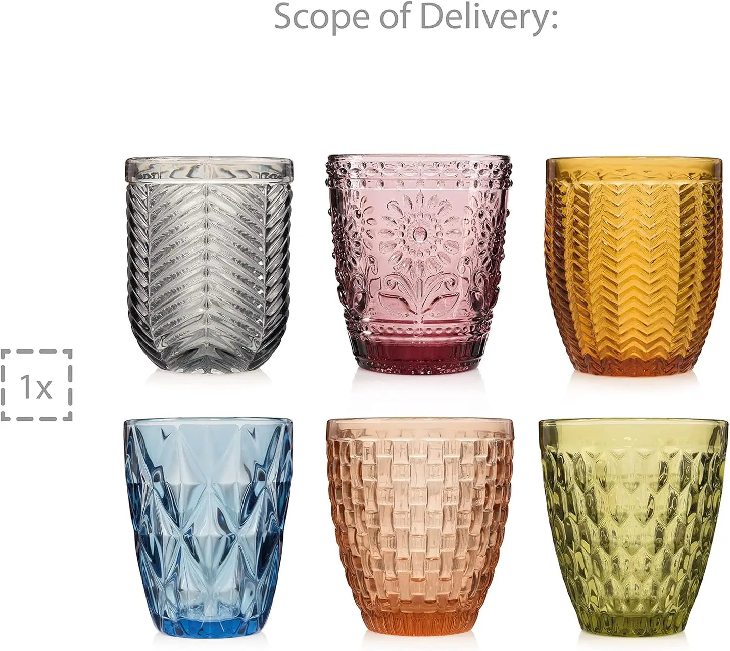 Trinkgläser Set für 6 Personen aus Glas Mehrfarbig