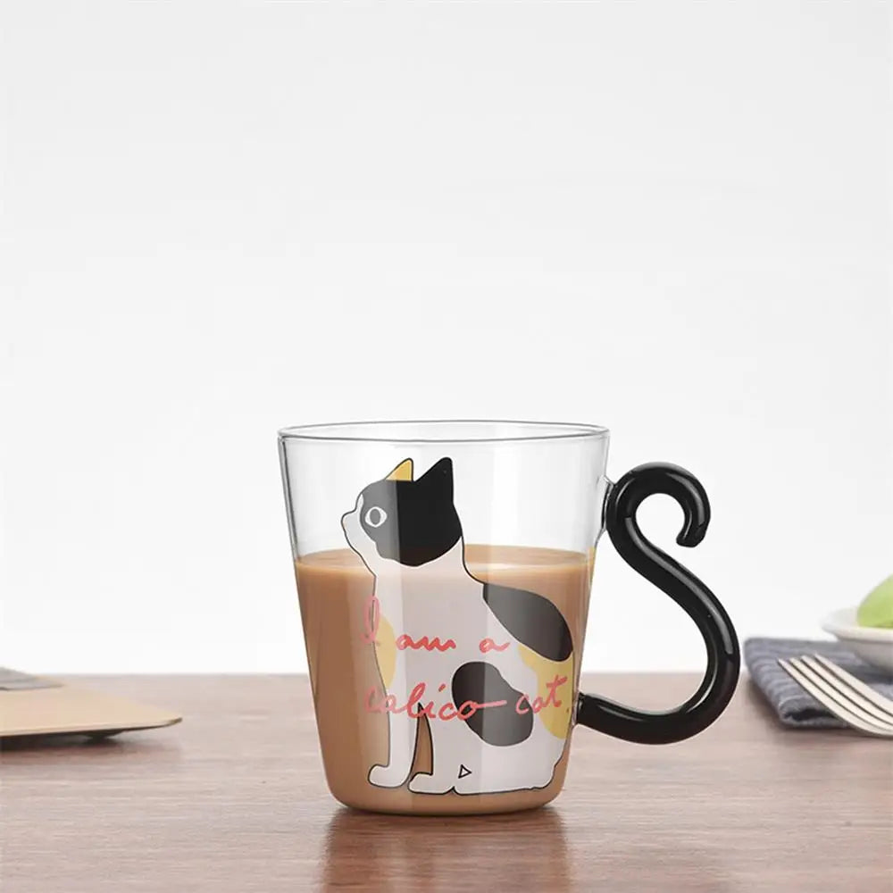 Katzen-Glas Kaffeetasse mit Henkel