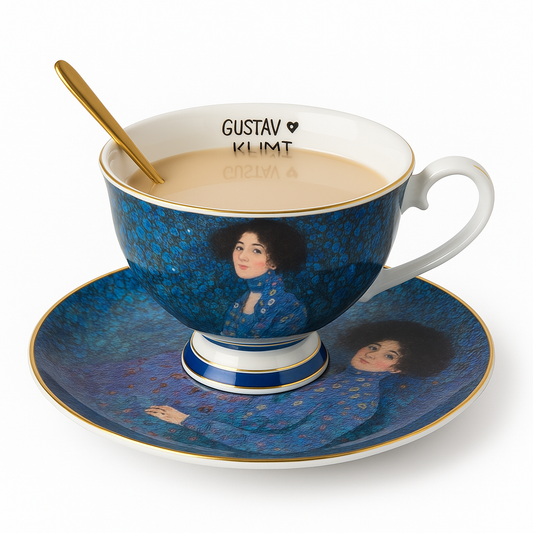 Gustav Klimt Kaffetasse mit Untertasse und Löffel