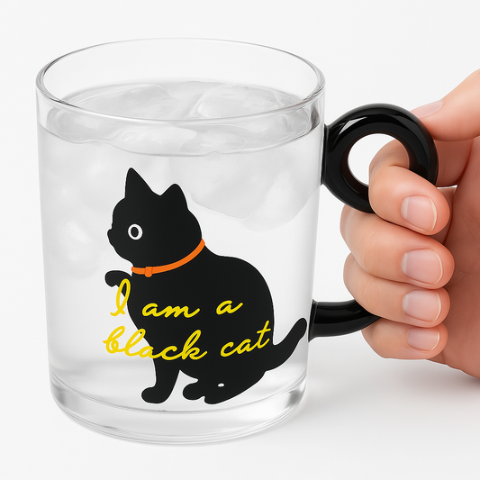 Katzen-Glas Kaffeetasse mit Henkel